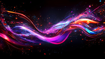 Obraz premium Colorful abstract digital waves with vibrant lights and patterns on a dark background. Sonic Glow. Illustration