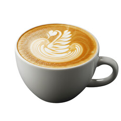 Elegant Latte Art Swan on a Steaming Cup of Coffee