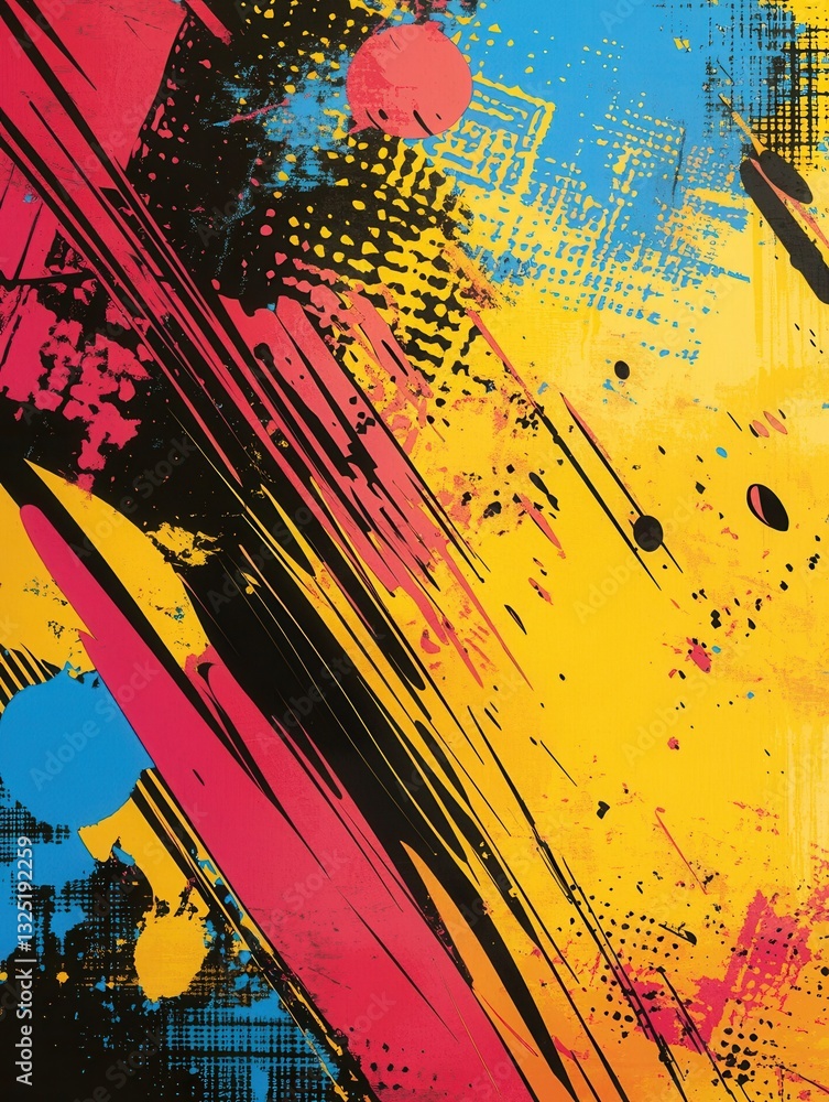 Aufkleber Dynamic comic book style background featuring vibrant colors and action lines, ideal for exciting storytelling and artistic projects