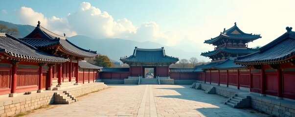 Background of Korean palaces and temples for design projects, ancient, cultural