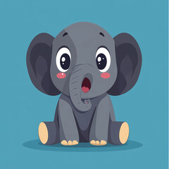 Obraz premium A cartoon elephant with its trunk up and its eyes wide open