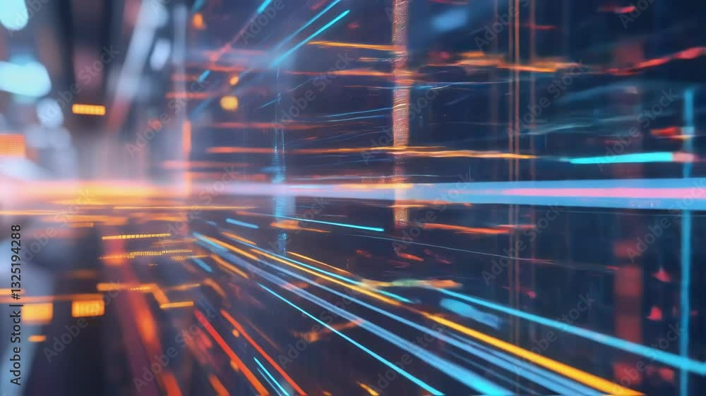 Poster complex data streams are flowing and transforming, showcasing innovative engineering in a futuristic