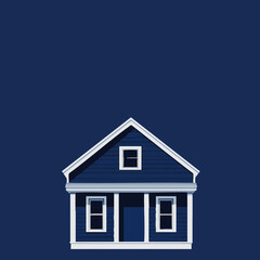 Obraz premium Grafische Darstellung eines blauen Hauses auf dunkelblauem Hintergrund