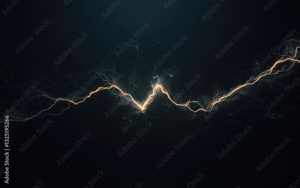 Poster abstract image of glowing particles forming a dynamic, wavy line against a dark background. the part