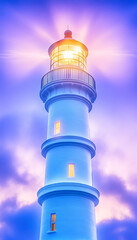 Lighthouse beacon illuminating the sky