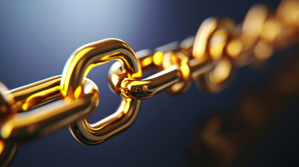 Fototapeta premium Golden chain links symbolize security and strength in transactions