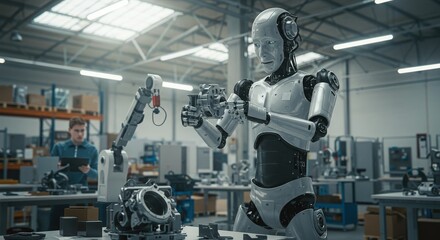 Fototapeta premium Robot innovative automation industry working in ware