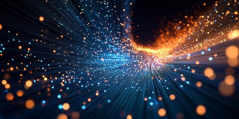 Fototapeta premium Vibrant Light Trails and Particle Effects Creating a Dynamic Flow of Colorful Energies in Dark Background