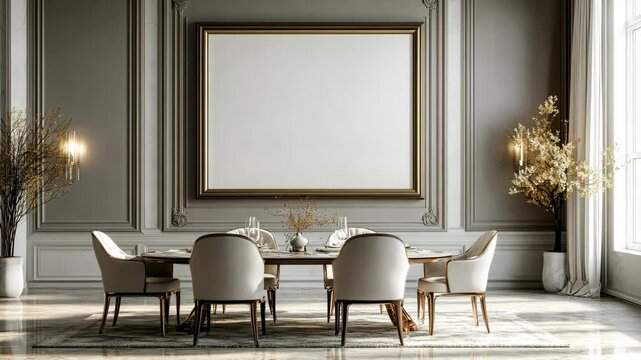 Elegant dining room transitions with natural light in luxurious interior setting