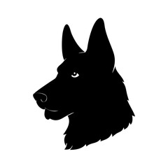 a simple yet striking silhouette of a German Shepherd's head in profile, against a backdrop. This image highlights the breed's noble features and strong outline vector illustration