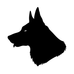 a silhouette of a German shepherd's head, profile facing left, vector illustration