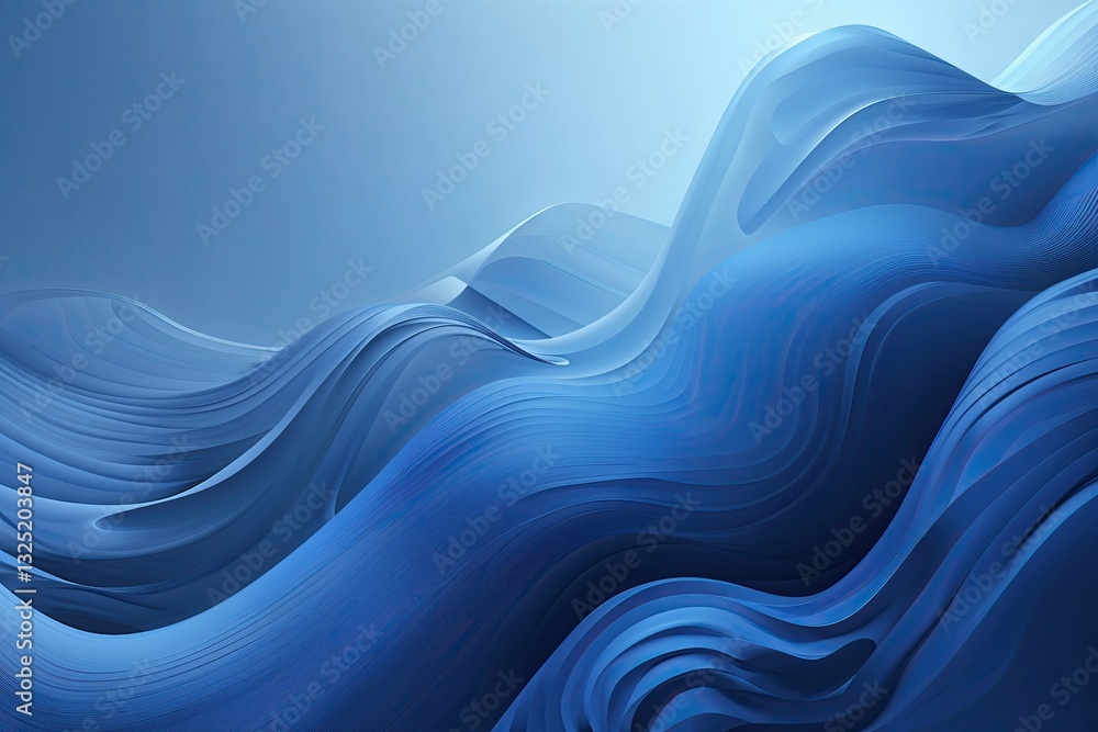 Poster serene blue gradient setting with rhythmic abstract elements
