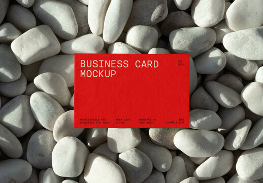 Business Card on Pebbles Mockup