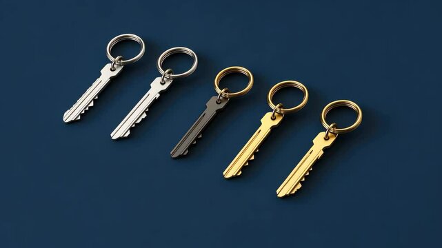 Metallic keys aligning on dark surface in smooth transition