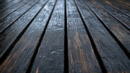 Fototapeta premium Dark Wood Plank Flooring Perspective