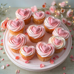 Dulzura y Encanto: Cupcakes Coraz&oacute;n con Frosting Suave y Detalles Irresistibles