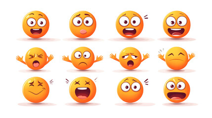 Obraz premium Colorful Cartoon Emoticons Collection Featuring Various Hand Gestures for Expressive Communication