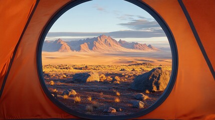 Fototapeta premium Desert sunrise view from tent