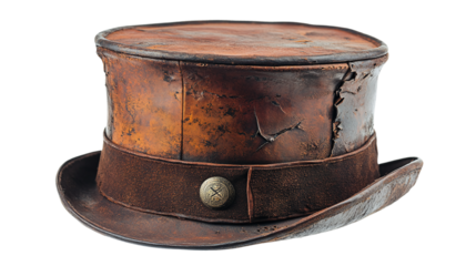 Vintage top hat. cylinder hat, cut out. Isolated on a transparent background.