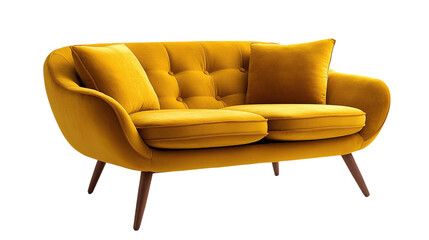Yellow designer sofa, cut out. Isolated on a transparent background.