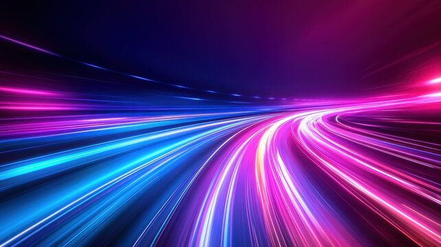 Futuristic Neon Tunnels with Glowing Purple and Blue Lights