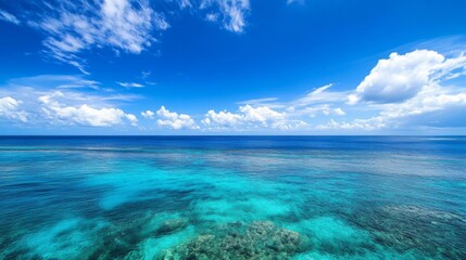 Vibrant Blue Ocean Scene Under Sunny Sky