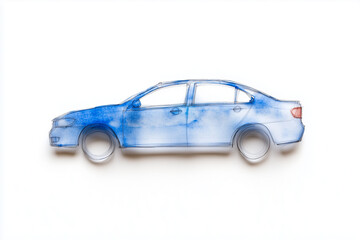 Artistic Sketch of a Blue Sedan Car