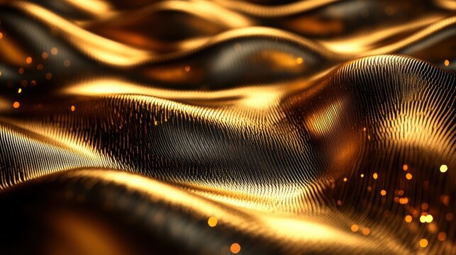 A sleek, abstract backdrop woven from shimmering golden lines, perfect for luxury wall paper, prints, home decor, and packaging designs, exuding an aura of sophistication and opulence.