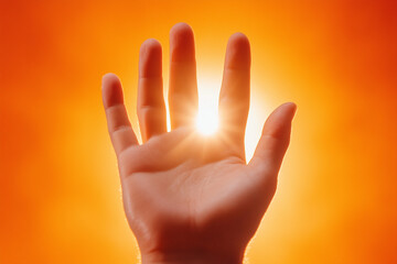 Hand Reaching Towards the Sun