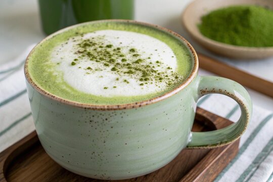 A cup of matcha latte