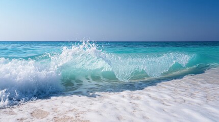 Obraz premium Ocean Wave Crashing on Sandy Beach