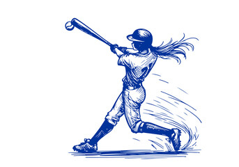 Baseball Player hand drawn sketch vector illustration © Shutoda
