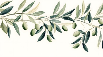 Botanical Olive Tree Branch Illustration for Design Projects and Artistic Creations