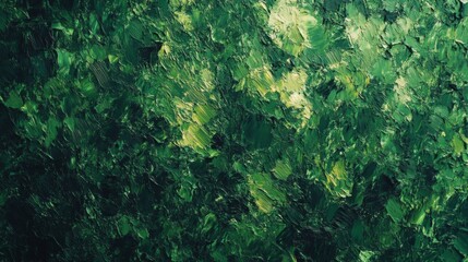 Abstract Green Textural Background with Dark Paint Brushstrokes