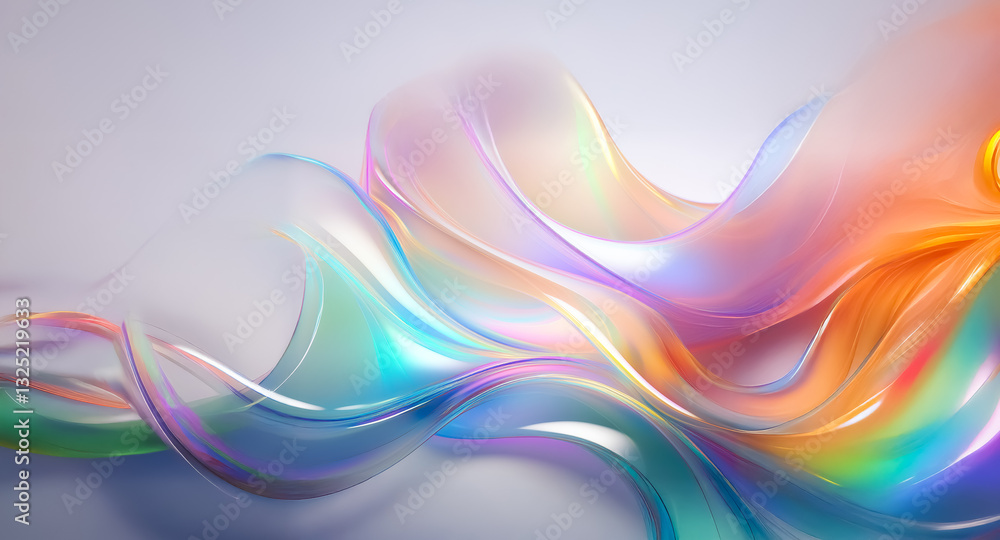 Aufkleber abstract flowing iridescent shapes create a smooth, fluid movement with rainbow colors against a lig