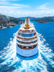 Luxurious cruise ship sailing in azure waters