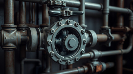 A series of pipes and valves in a manufacturing plant  &ndash; Generative AI