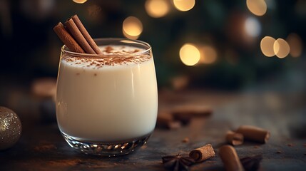 Creamy Winter Eggnog with a Sprinkle of Cinnamon / シナモンを振りかけたクリーミーな冬のエッグノッグ