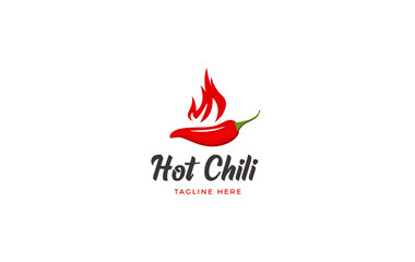 Red Chili logo design concept vector, Fire Chili logo symbol, Spice food symbol icon.