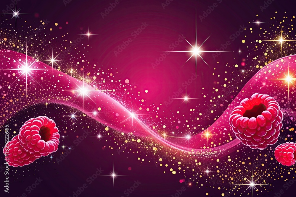 Poster Vivid Raspberry Background with Sparkling Accents in Abstract Vector Design