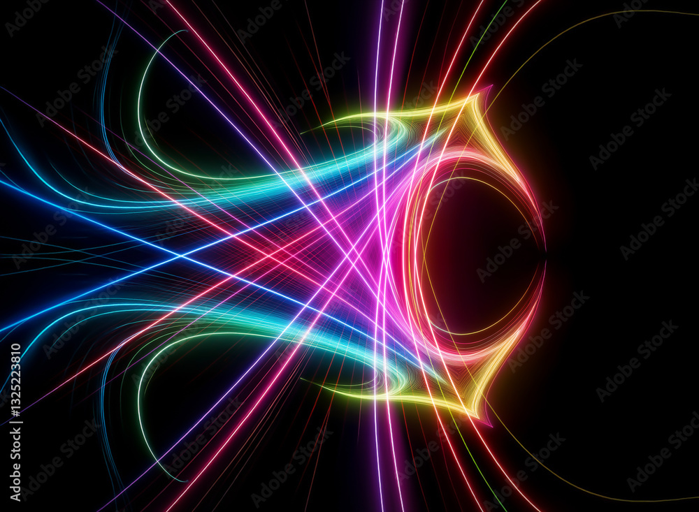 Aufkleber vibrant light trails converge in a mesmerizing display against a dark backdrop, creating a dynamic a