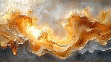 A canvas painted with the strokes of liquid gold and silver, where waves, soft and ethereal, shimmer and dance, evoking a sense of tranquility and boundless possibility.