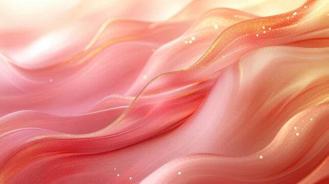 A luxurious golden line background, bathed in a soft pink glow, forms a captivating 3D abstract illustration. This vector masterpiece exudes modernity and deluxe design, perfect for a wide range of