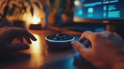 A person using a smart assistant to manage tasks and reminders, Task Management, Connected and efficient