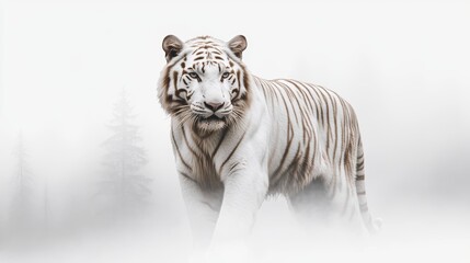 Fototapeta premium White Tiger in Misty Forest 