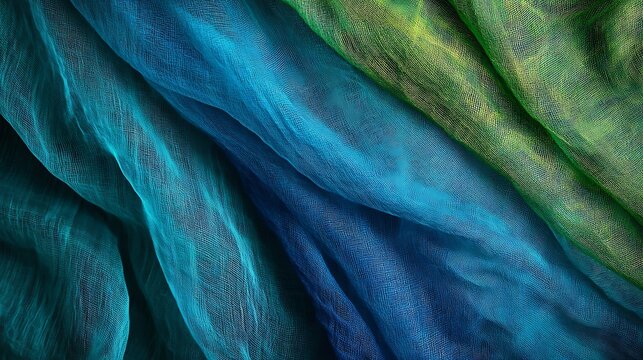 Soft Drapes of Blue and Green Fabric / 青と緑の布地の柔らかいドレープ