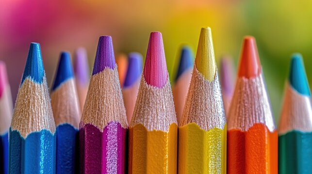 A vibrant, artistic backdrop of vibrant, colorful pencils, arranged in a dynamic and artistic composition, ready to capture the essence of creativity and imagination.