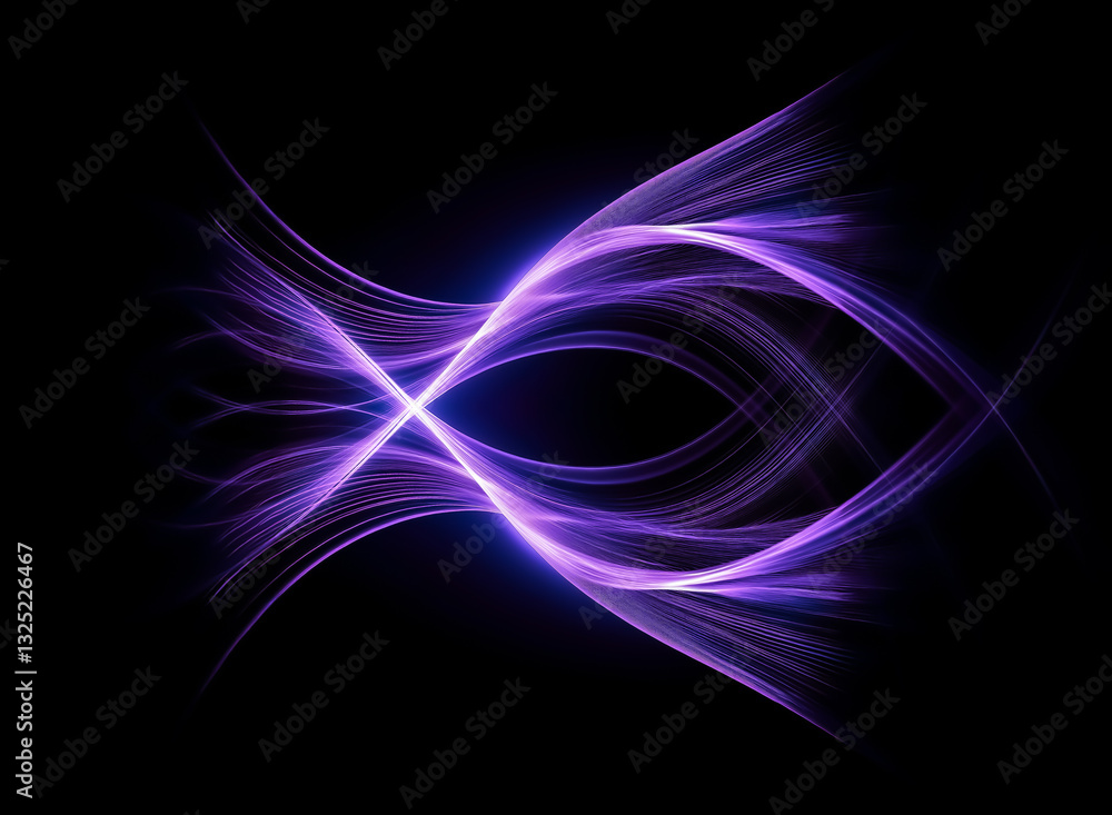 Poster abstract purple light streaks intertwine on a stark black backdrop, creating a dynamic and flowing a