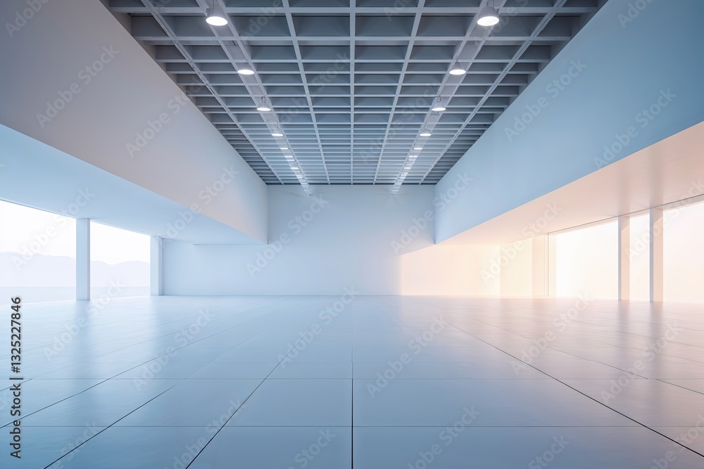 Poster bright white canvas with pure clean gradient for modern design and expansive background