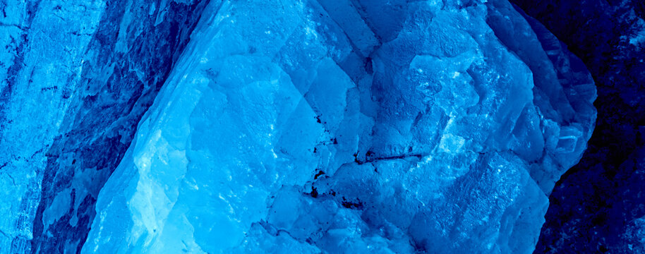 blue rock crystal quartz background cave dark night